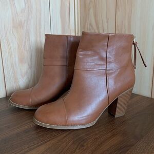 Brown Leather 3.5" Heeled Booties
